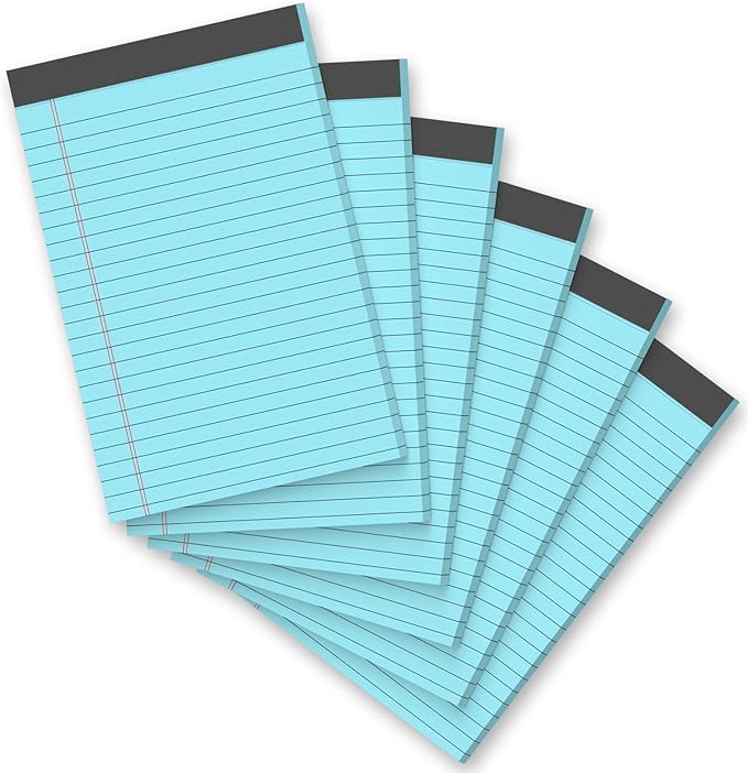 6 Pack 5 x 8 Inch Blue Legal Pads, Double-Sided Lined Notepads by Unknown