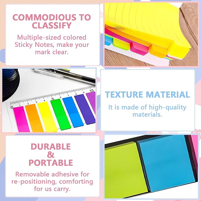 Sticky Notes Set 710 Pack, Divider Sticky Notes Tabs, Office Supplies, Planner - Image 4