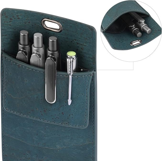 Premium Portuguese Cork Pocket Protector for Men | Multi-Use Pocket Protectors for Shirts and Lab Coats | For Pen, Pencils, Pointers, and More | 2 Pack of Blue Pocket Organizer Protectors-DeskLoop Office