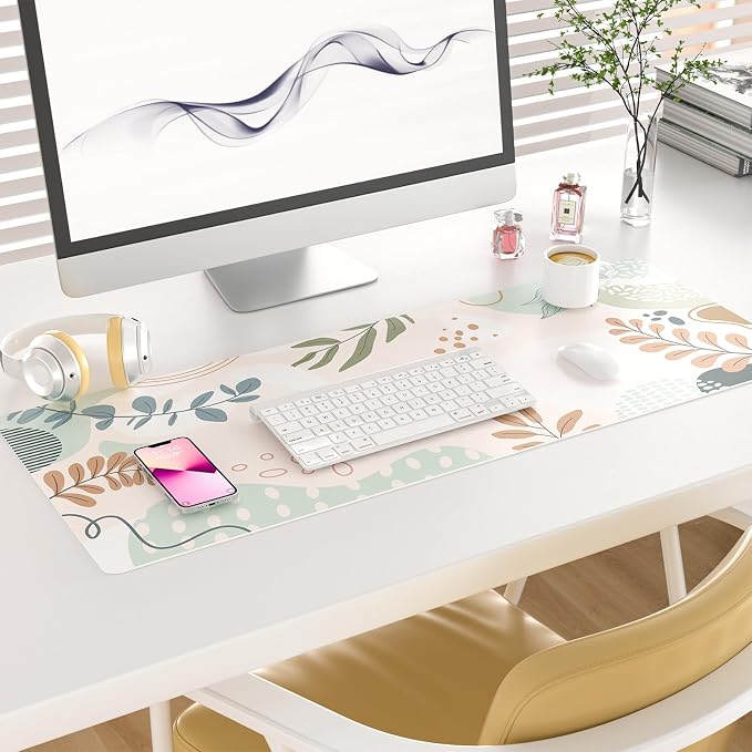 Colorful Star Minimalist Large Mouse Pad, Abstract Botanical Waterproof Desk Mat - Image 2