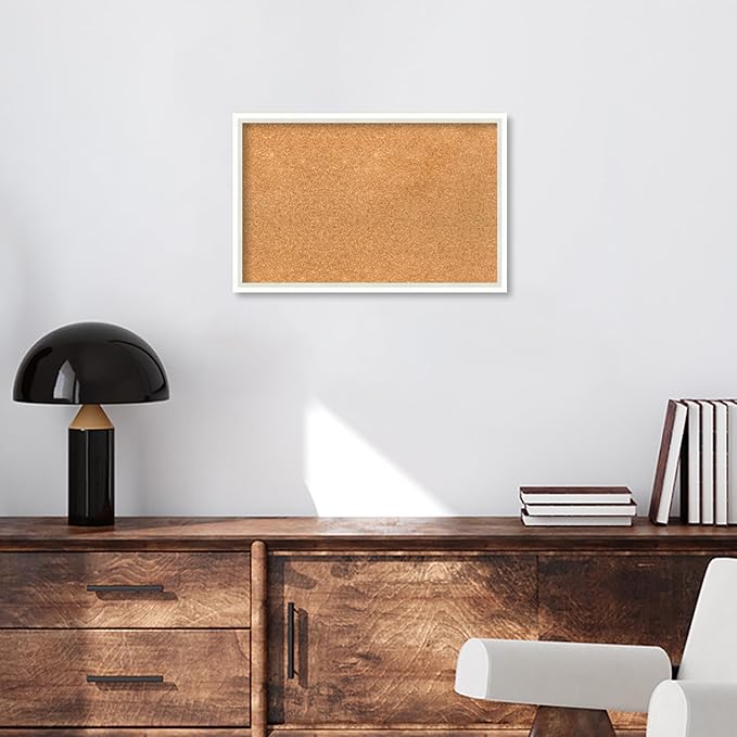 Amanti Art Natural Cork Board for Wall, 15x23 Vision Board with White Frame, Small Corkboard Office Decor for Home Organization, Modern Corkboard Pinboard to Display Items for Home Organization in-DeskLoop Office