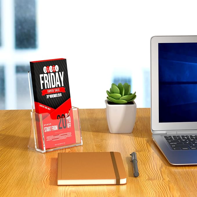 NIUBEE Acrylic Brochure Holder for 4’’ Trifold Pages, 50% Thicker Countertop - Image 7