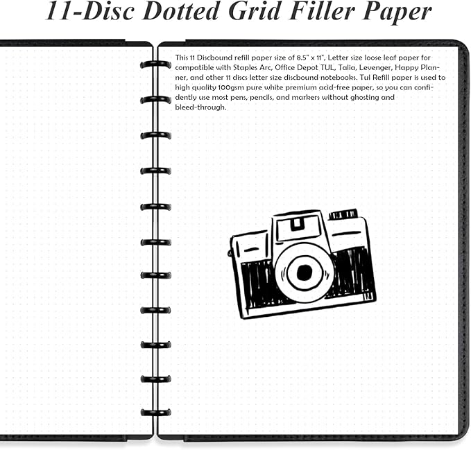 A4 TUL Discbound Dotted Refill Paper, 11-Disc Dot Grid Filler Paper, 100Sheets - Image 2