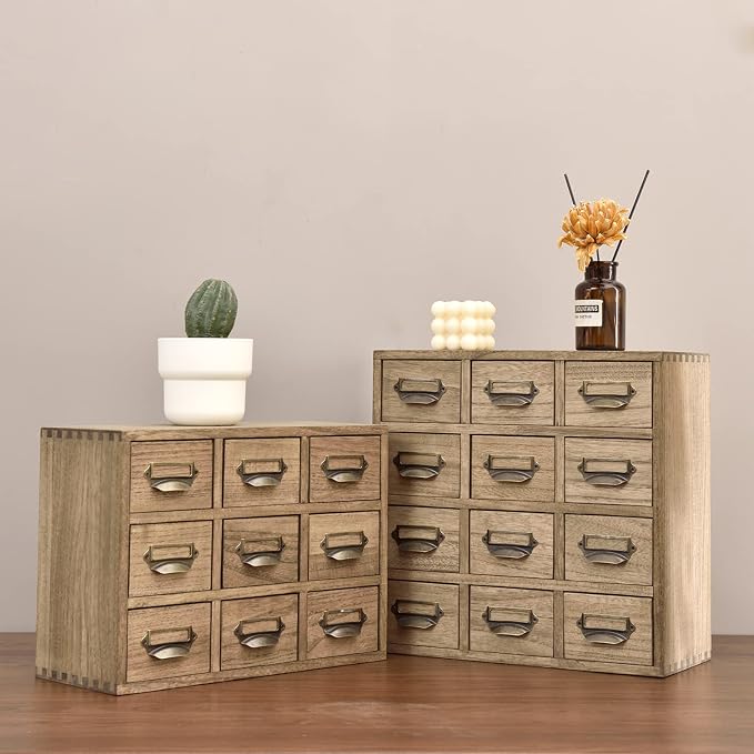 KIRIGEN Wooden Desk Storage Cabinet 12 Drawers Mini Chest - Image 9