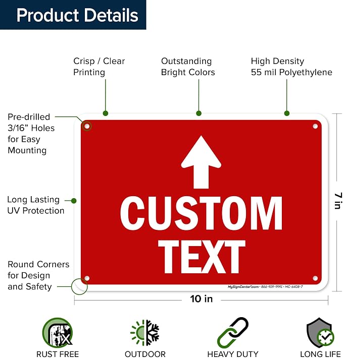 Custom Arrow, Custom Directional Sign, Up Arrow, 7x10 Inches, 55 mil thick HDPE - Image 6