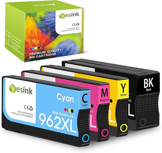 962XL Ink Cartridges Latest Version Combo Pack, High-Yield, Replacement for HP 962, Work for OfficeJet Pro 9010 9015 9020 9018 9025 9018 9019 9012 Printers (Black, Cyan, Magenta, Yellow, 4 Pack)-DeskLoop Office