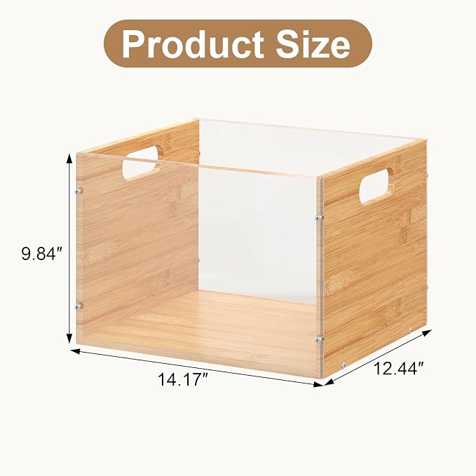 Sbanmao 3 Pack Hanging File Organizer, Acrylic File Box Organizer, Bamboo File - Image 2