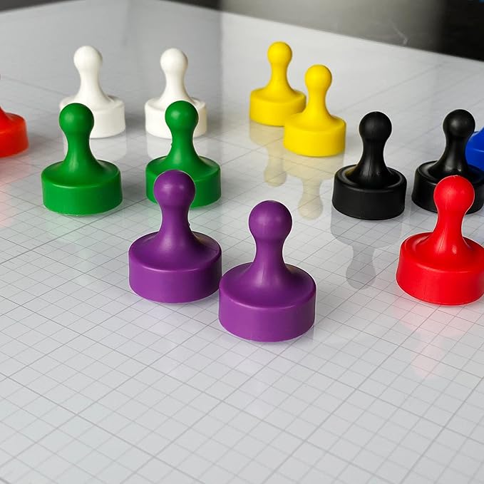 GLASSBOARD STUDIO Powerful Neodymium Magnets, Pawn-Shaped - Strong Fridge/Refrigerator and Whiteboard Magnet, Ideal for Office, Kitchen, Crafts - Rare Earth, Heavy Duty (8, Black)-DeskLoop Office