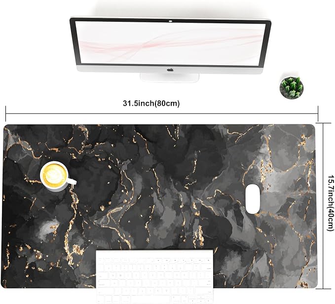 Colorful Star Black Marble Large Mouse Pad, Waterproof Office Desk Mat - Image 8