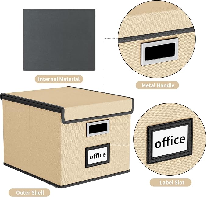 File Organizer Box with Lid, Collapsible File Folder Organizer - Image 4