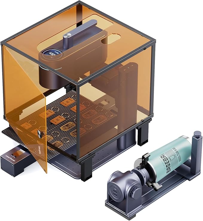 LaserPecker LP4 Dual-Laser Engraver with Cubic Protection Cover, Auto-Pause Safety Sensor, Smoke Extraction for Engrave Metal, Wood, Plastic, Rotary & Slide Extensions Included-DeskLoop Office
