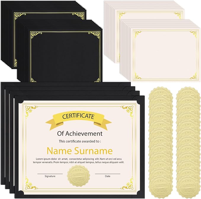 WSICSE 72 Pcs Certificate Kit, Includes 24 Pcs Black Certificate Holders & 24 by WSICSE