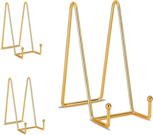 Decolore 8 inch 3 Pack Gold Plate Stands Table Top Easels Plate Holder Display by Decolore