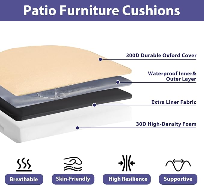 IPYNBAP Outdoor Chair Cushions Set of 4 -Waterproof Outdoor Seat Cushions - Image 2