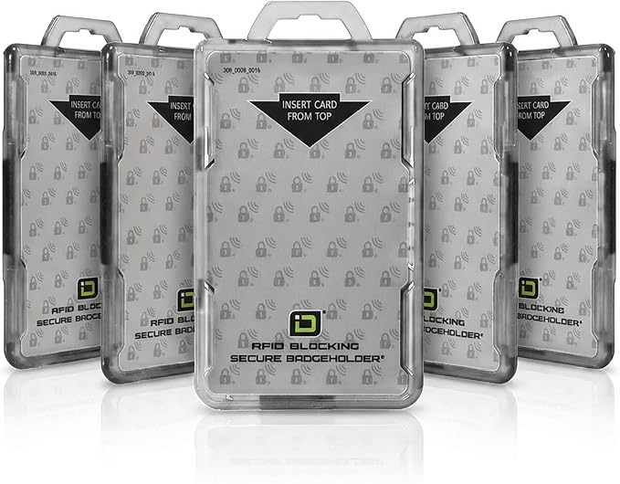 ID Stronghold - Pack of 5 - RFID Blocking Secure Badge Holder - Duolite 2 Card by IDStronghold