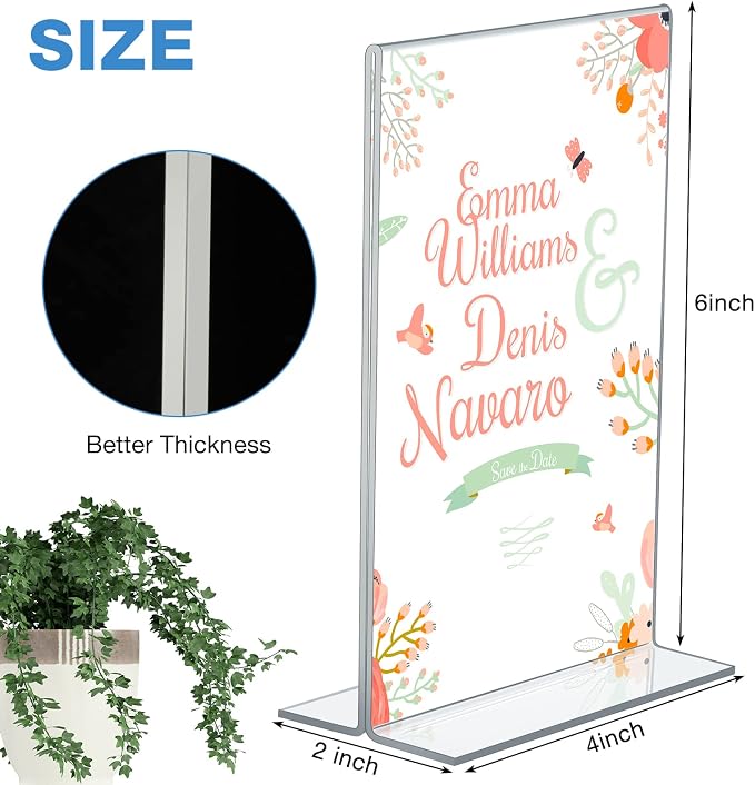 Amyhill 24 Pack Acrylic Sign Holder 4 x 6 Inch Plastic Picture Frames Self - Image 3