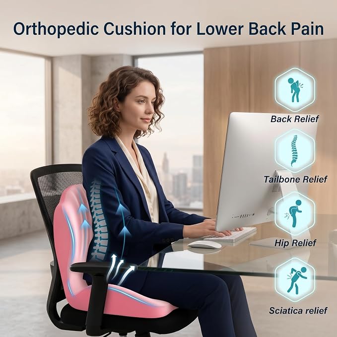 Ergonomic Office Chair Seat Cushion, L-Shaped Memory Foam Coccyx Cushion - Image 4