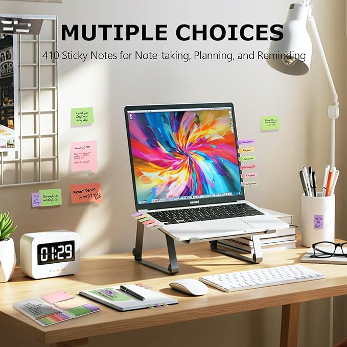 Hommie Sticky Notes Set, Divider Sticky Notes 410 Packs Planner Sticky Note Dividers Tabs for School Office Supplies, Book Notes,Bible Sticky Notes,Back to School Supplies-DeskLoop Office