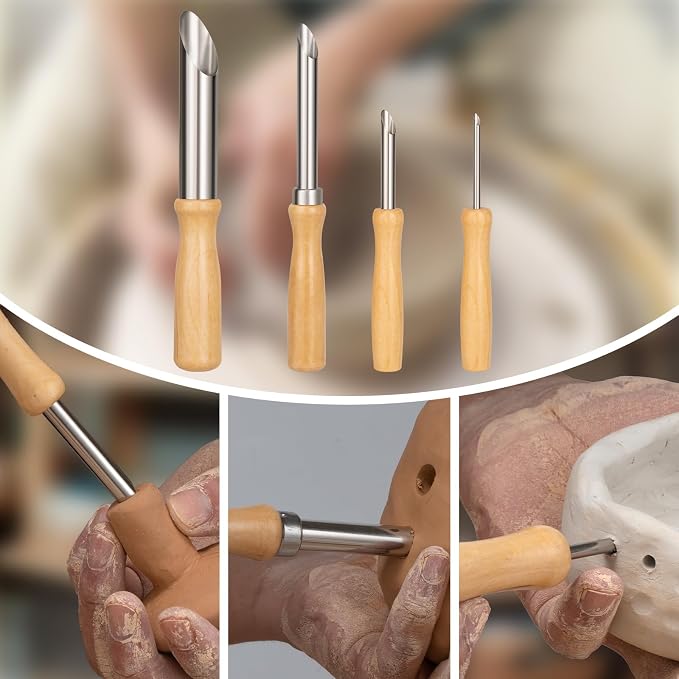 Amrules Clay Tools Kit, Wooden Handle and Stainless Steel Sculpting Tools Kit - Image 5