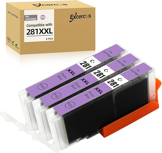 CLI-281 PB Photo Blue Ink Cartridge Replacement for Canon CLI-281XXL 281XXL 281 Ink cartridges Use for Canon PIXMA TS8120 TS8220 TS8320 TS8322 TS9120 Printers(3X CLI-281XXL Photo Blue)-DeskLoop Office