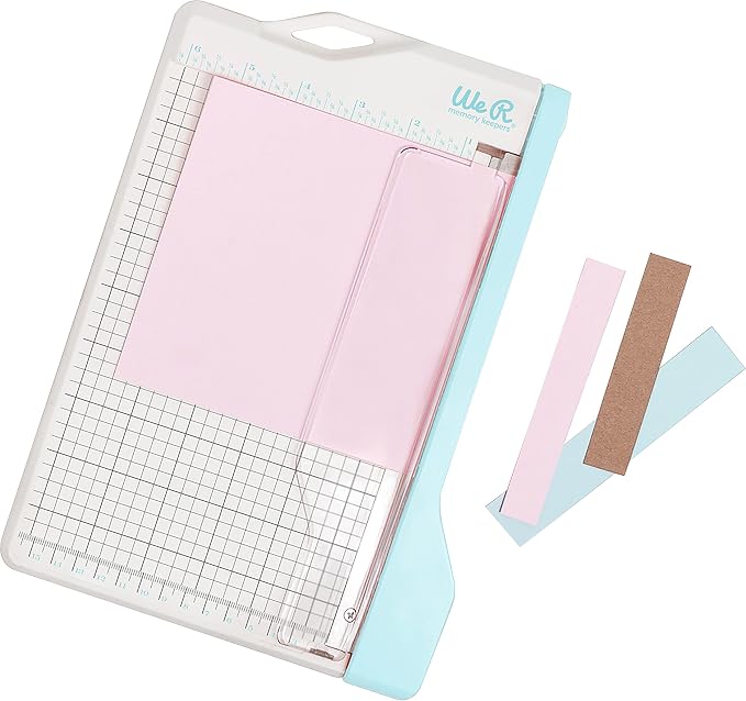 We R Memory Keepers Mini Guillotine Paper Trimmer – Blue, Compact Paper Cutter - Image 3