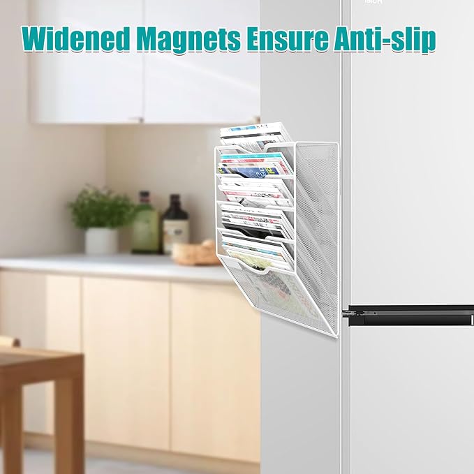 LQPAFZ 5-Tier Magnetic File Organizer, No Drilling Installation, Magazine Rack - Image 9