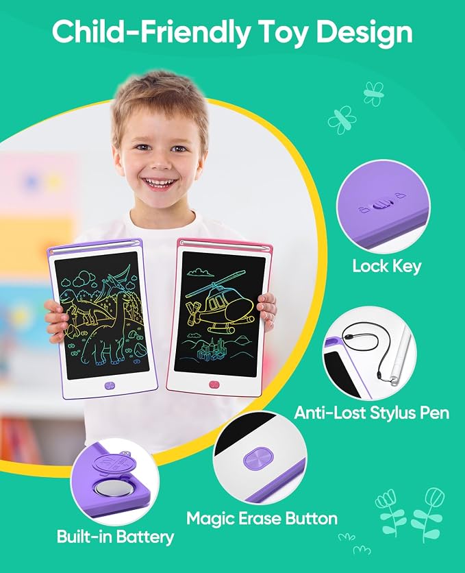 4 Pack LCD Writing Tablet, 8.5 Inch Colorful Toddlers Drawing Tablet - Image 5