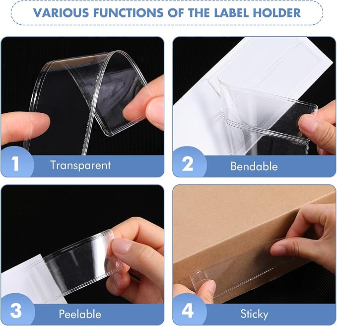 Epakh 100 Pack Back to School Self Adhesive Label Holders Shelf Tag Pockets 1.2 - Image 3