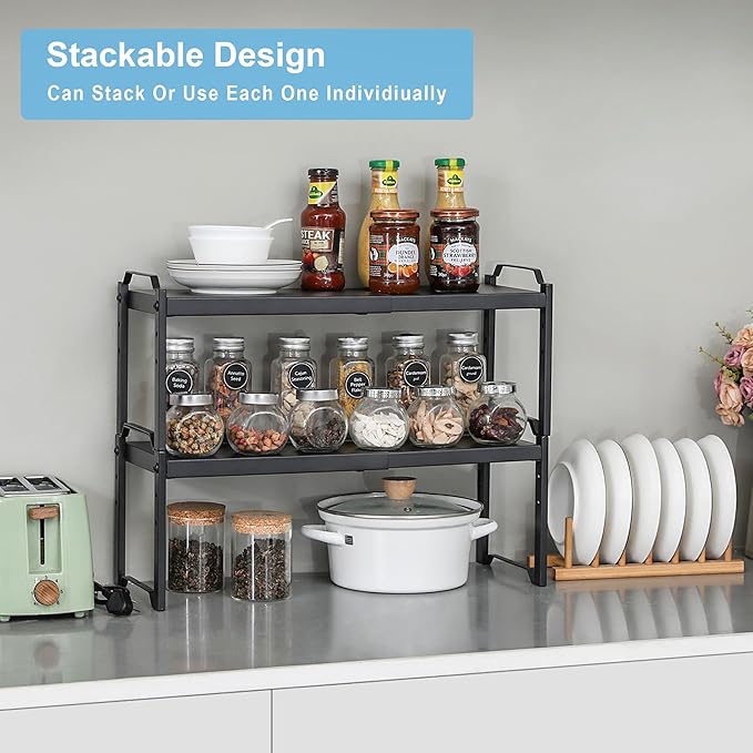 4 Pack Kitchen Cabinet Shelves Organizers, Kitchen Counter Storage Shelf Spice - Image 3