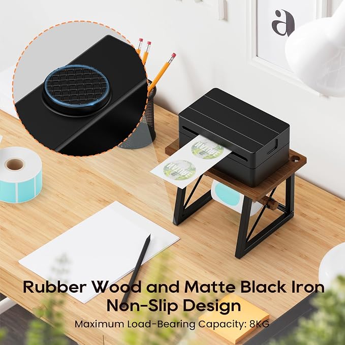 Label Holder for Rolls and Fan-fold Labels, Wooden Label Holder for Desktop - Image 6