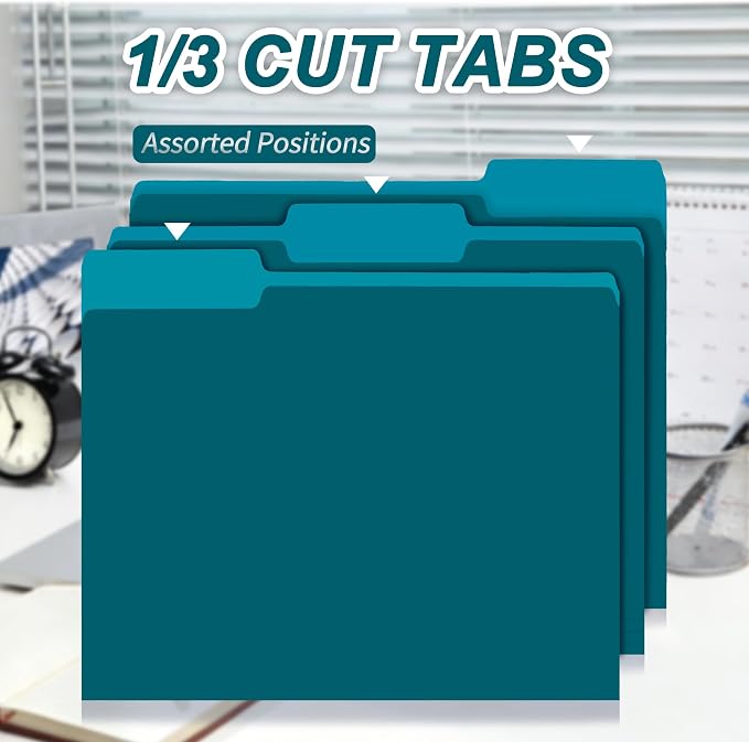 100 Packs Royal Blue File Folder, Paper File Folders Letter Size, 1/3-Cut Tabs - Image 4