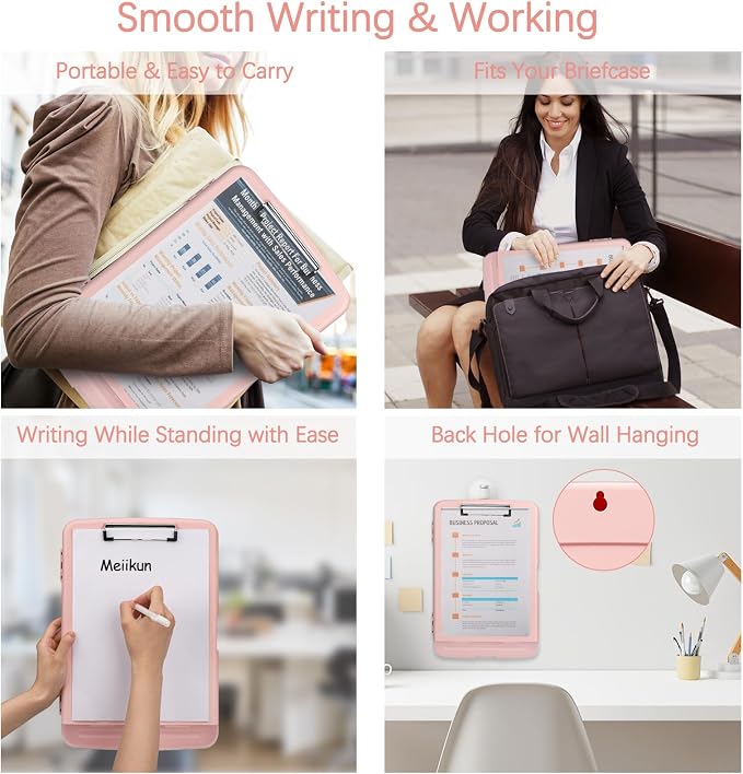 Meiikun Clipboard with Storage, Plastic Clipboards 8.5x11 with Pen Holder - Image 4