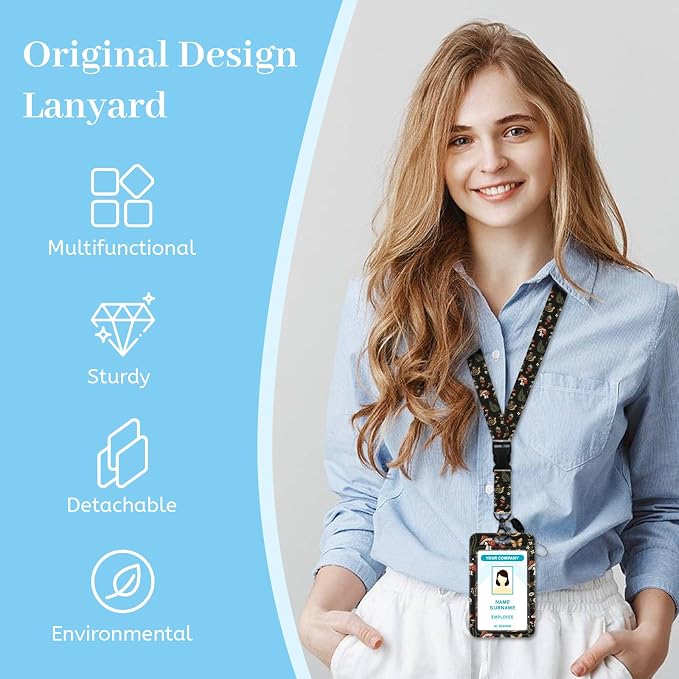 Hancynir Mushroom Lanyards for Id Badges, Cute Badge Holder - Image 2