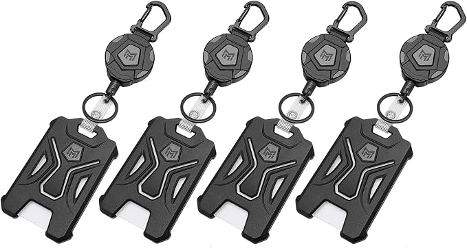 MNGARISTA 4-Pack Retractable Badge Holder, Heavy Duty Carabiner Keychain by MNGARISTA