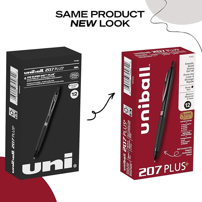 uniball™ 207 Plus+ Retractable Gel Pens, Medium Point, 12 Pack - Image 3