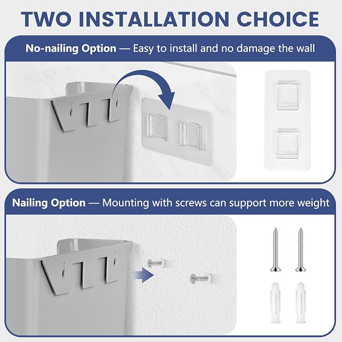JOMOLA No Drilling File Holder 2 Pack Mail Organizer Wall Mount File Organizer - Image 3
