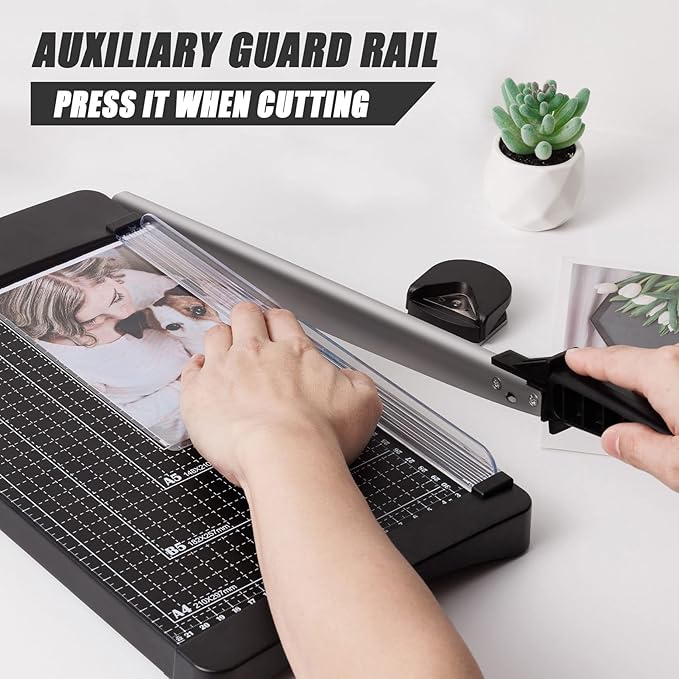 TIANSE Paper Trimmer Paper Cutter Guillotine with Safety Blade Lock 12” 8 to 12 Sheet Capacity Heavy Duty Metal Base A4 Paper Cutting Board for Home Office School-DeskLoop Office