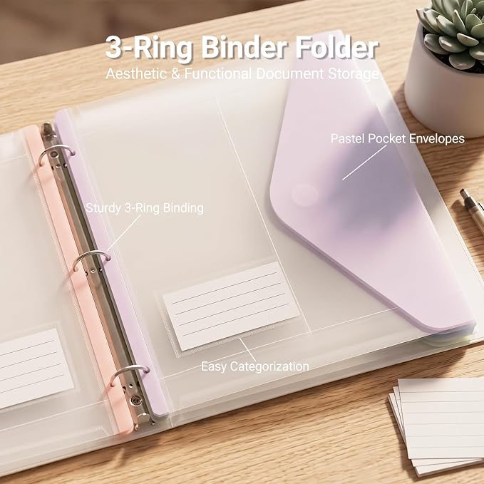 30 Pack Binder Pockets, Heavyweight Clear Plastic Folders - Image 2