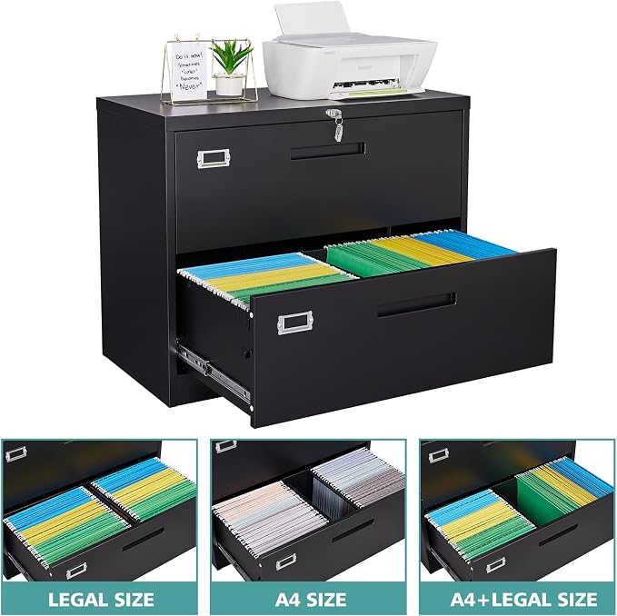 MIIIKO Lateral File Cabinet 2 Drawer, 35.4" Wide Drawers Storage File Cabinet - Image 5