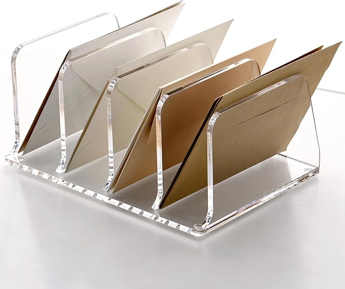 SANRUI Acrylic Desk File Sorter Organizer Holder, 4-Section Clear Vertical - Image 9