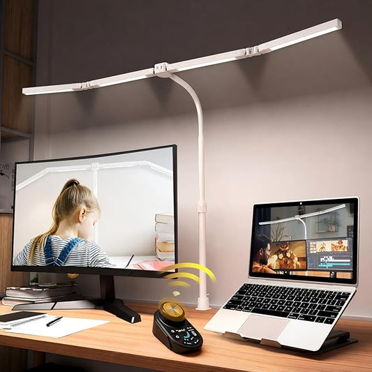 Adjustable LED Desk Lamp with Clamp, 4-Head Eye-Caring CRI95+ Desk Light by SANDROYVOLT