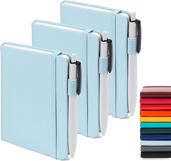 feela 3 Pack Pocket Small Notebook Journals, Mini Cute Memo Notepad Hardcover by feela
