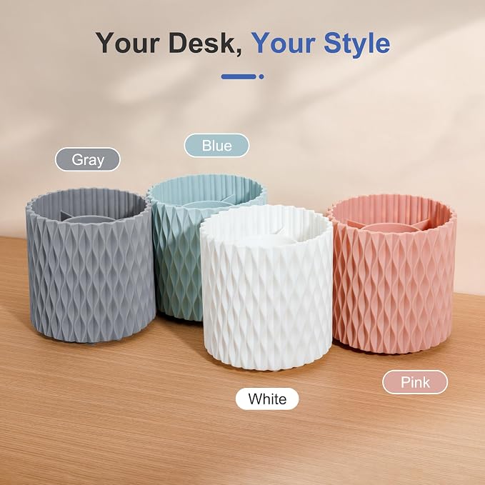 Pencil Holder - 360° Rotation, 5 Slot Desk Supplies - Image 7