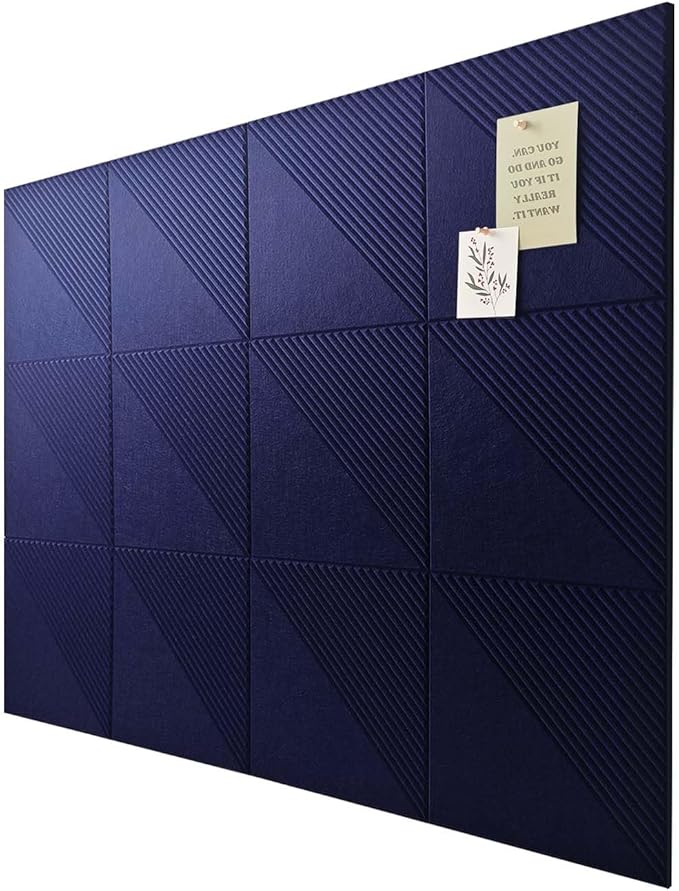 Large Cork Board for Walls 48"x 36", 12 Pack Felt Wall Tiles with Safe Removable Adhesive Tabs, Cork Board for Office,Pinboard Bulletin Board - Dark Blue-DeskLoop Office