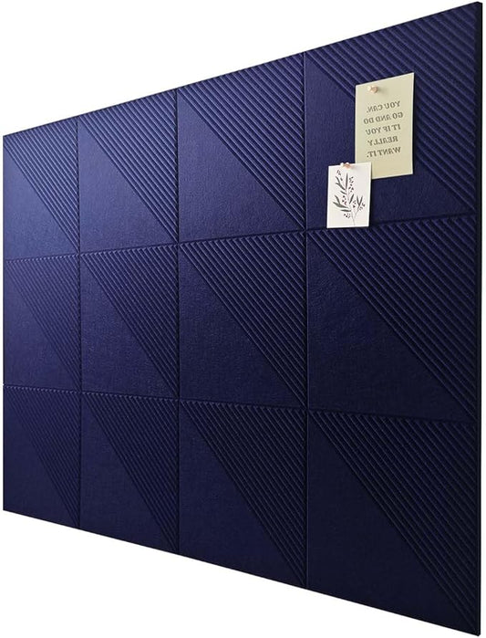 Large Cork Board for Walls 48"x 36", 12 Pack Felt Wall Tiles with Safe Removable Adhesive Tabs, Cork Board for Office,Pinboard Bulletin Board - Dark Blue-DeskLoop Office