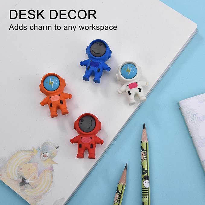 20Pcs Outer Space Themed Erasers for Kids Bulk, Kawaii Cute Spaceman Eraser for School Classroom Supplies Party Favors-DeskLoop Office