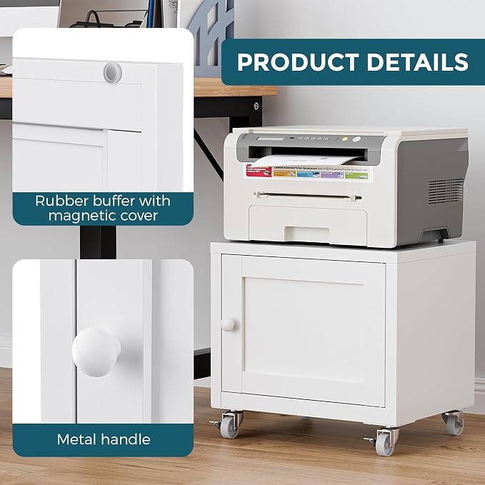 Small Printer Stand with Storage, Home Office Printer Table - Image 5