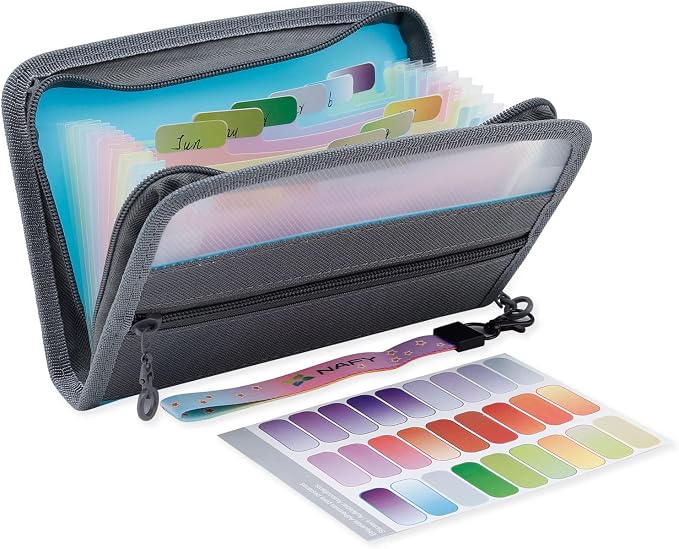 NAFY Small Accordian File Organizer, A6 Size 13 Pockets Coupon Receipt Holder by Nafy