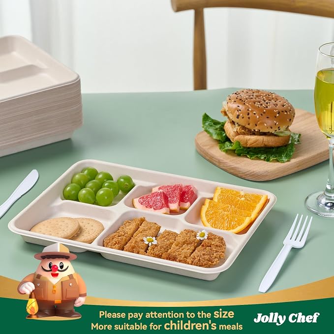 JOLLY CHEF Compostable  Compartment  *   Paper Plates Heavy - Image 4
