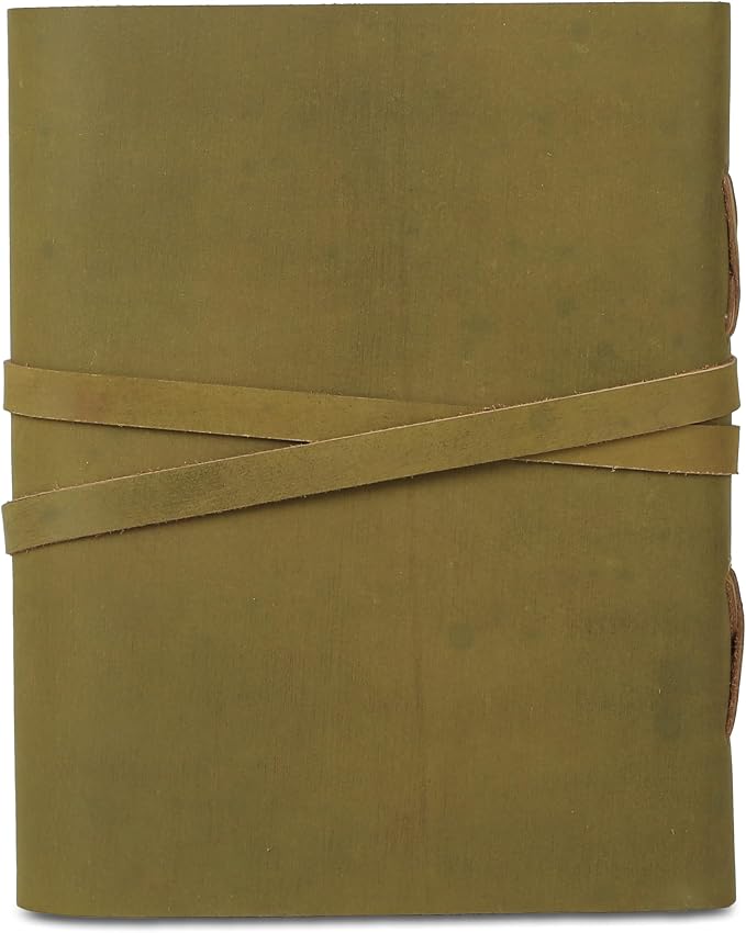 Leather Journal with Deckle Edge Paper 8x6 inch and Vintage Key | Handmade - Image 4
